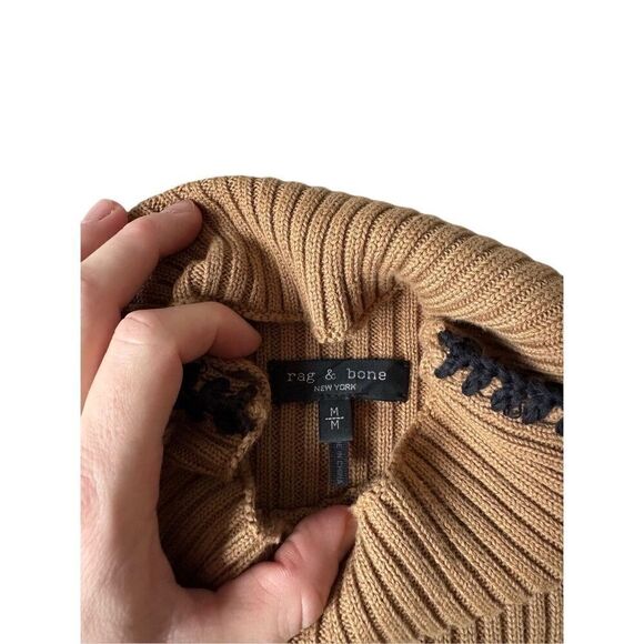 Rag & Bone Ingrid Turtleneck WHIPSTITCH  Sweater size M Tan Organic Cotton - Picture 5 of 11